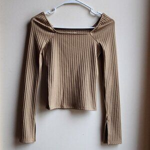 Madewell Tan Ribbed Stretch Crop Top Size XXS